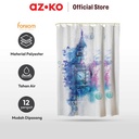 AZKO Forhom 180x180 Cm Tirai Kamar Mandi Dengan C Hooks Bell