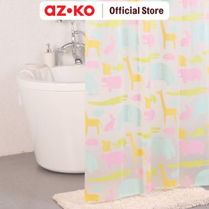 AZKO Forhom 180X200 Cm Tirai Kamar Mandi Peva Dengan Hooks Motif