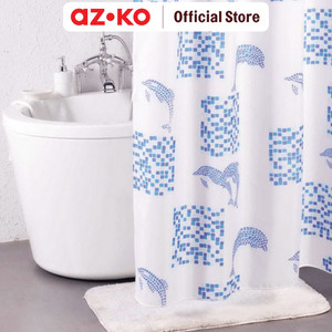 AZKO Forhom 180x200 Cm Tirai Kamar Mandi Dengan Hooks M - Biru
