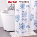 AZKO Forhom 180x200 Cm Tirai Kamar Mandi Dengan Hooks M - Biru