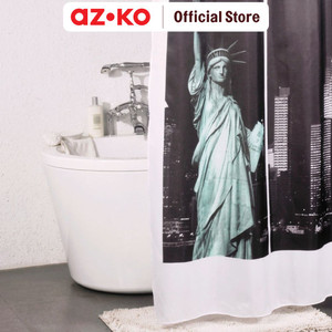 AZKO Forhom 180x200 Cm Tirai Kamar Mandi Dengan Hooks - Hitam