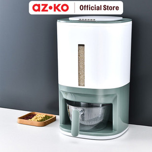 AZKO Kris 12 Kg Tempat Beras Dengan Pengukur Dan Saringan - Putih