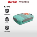 AZKO Kris 1.7 ltr Kotak Makan 3 Sekat Dengan Sendok & Garpu - Hijau