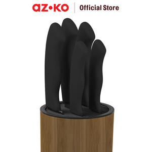 AZKO Kris Set 6 Pcs Pisau Dengan Block Penyimpanan - Cokelat/Hitam