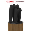 AZKO Kris Set 6 Pcs Pisau Dengan Block Penyimpanan - Cokelat/Hitam