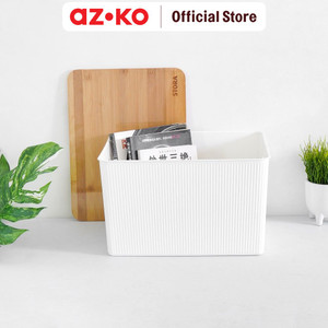 AZKO Stora 38.5X29.5X23 Cm Kotak Penyimpanan Dengan Tutup - Putih