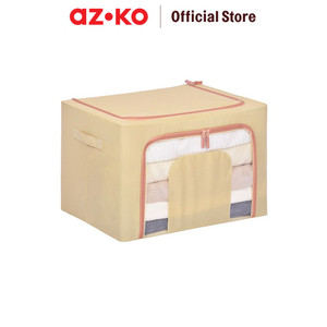AZKO Stora 50X40X33 Cm Kotak Penyimpanan Lipat Ritsleting - Beige