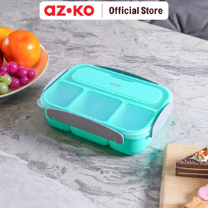 AZKO Kris 1.3 ltr Kotak Makan 4 Sekat Dengan Sendok Garpu - Hijau