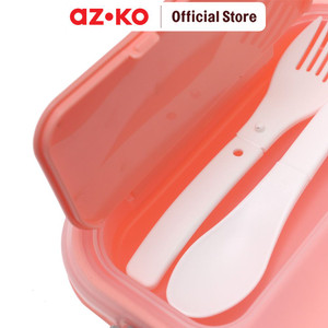 AZKO Kris 1.7 ltr Kotak Makan 3 Sekat Dengan Sendok & Garpu - Pink Muda