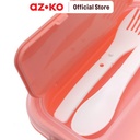 AZKO Kris 1.7 ltr Kotak Makan 3 Sekat Dengan Sendok & Garpu - Pink Muda