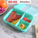 AZKO Kris 1.7 ltr Kotak Makan 3 Sekat Dengan Sendok & Garpu - Hijau