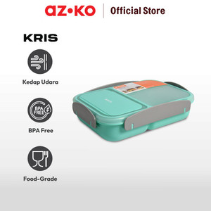 AZKO Kris 1.1ltr Kotak Makan 2 Sekat Dengan Sendok & Garpu - Hijau Muda