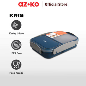 AZKO Kris 1.1 ltr Kotak Makan 2 Sekat Dengan Sendok Garpu - Biru Muda