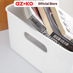 AZKO Stora 16 Ltr Kotak Penyimpanan Dengan Tutup Bambu - Putih