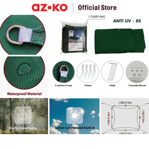 AZKO Soleil 5 Mtr Kanopi Taman Square - Hijau Tua