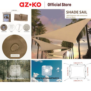 AZKO Soleil 3.6 Mtr Kanopi Taman Square - Cokelat Tan
