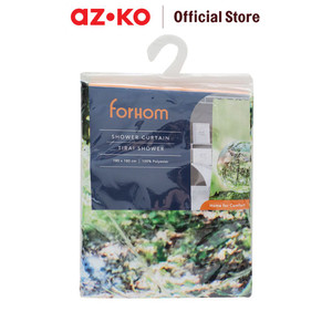 AZKO Forhom 180x180 Cm Tirai Kamar Mandi Dengan Hooks Glassbal Hijau