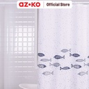 AZKO Forhom 180x200 Cm Tirai Kamar Mandi Dengan C Hooks Fish - Blue