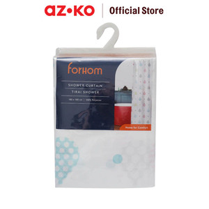 AZKO Forhom 180x180 Cm Tirai Kamar Mandi Dengan Hooks Waterdrop A
