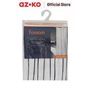 AZKO Forhom 180x180 Cm Tirai Kamar Mandi Dengan Hooks Stripe - Biru