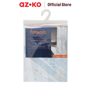 AZKO Forhom 180x180 Cm Tirai Kamar Mandi Dengan C Hooks Leaf - Hijau
