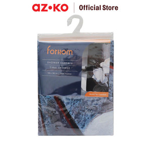 AZKO Forhom 180x180 Cm Tirai Kamar Mandi Dengan C Hooks Flower