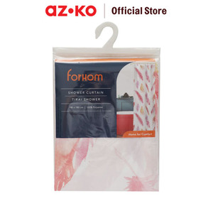 AZKO Forhom 180 X 180 Cm Tirai Kamar Mandi Dengan Hooks - Pink