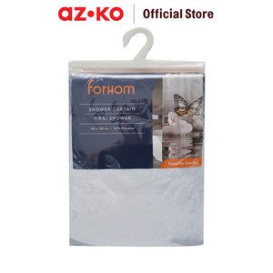 AZKO Forhom 180x180 Cm Tirai Kamar Mandi Dengan Hooks Butterfly