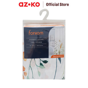 AZKO Forhom 180x180 Cm Tirai Kamar Mandi Dengan Hooks Botanic