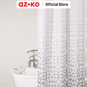 AZKO Forhom 180x200 Cm Tirai Kamar Mandi Dengan Hooks D - Abu-Abu