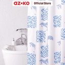 AZKO Forhom 180x200 Cm Tirai Kamar Mandi Dengan Hooks M - Biru