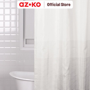 AZKO Forhom 180x200 Cm Tirai Kamar Mandi Dengan Hooks - Abu-Abu