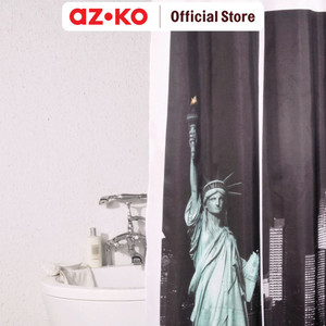 AZKO Forhom 180x200 Cm Tirai Kamar Mandi Dengan Hooks - Hitam