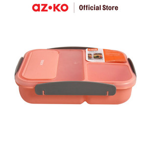 AZKO Kris 1.7 ltr Kotak Makan 3 Sekat Dengan Sendok & Garpu - Pink Muda