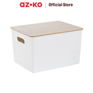 AZKO Stora 38.5X29.5X23 Cm Kotak Penyimpanan Dengan Tutup - Putih