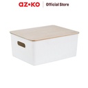AZKO Stora 16 Ltr Kotak Penyimpanan Dengan Tutup Bambu - Putih