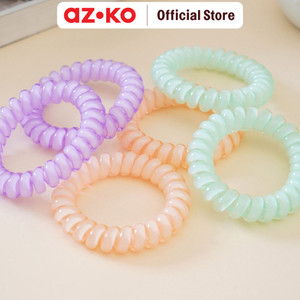 AZKO Ataru Set 6 Pcs Ikat Rambut Spiral Lg- Ungu/Oranye/Hijau