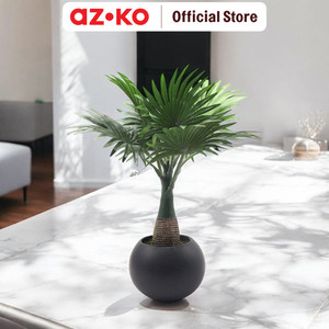 AZKO Arthome 40 Cm Tanaman Artifisial Fern Dengan Pot Keramik - Hitam
