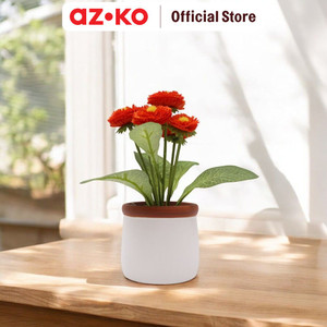 AZKO Arthome 15.2 Cm Bunga Artifisial Chrysanthm Dengan Pot - Orange