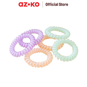 AZKO Ataru Set 6 Pcs Ikat Rambut Spiral Lg- Ungu/Oranye/Hijau