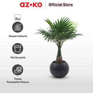 AZKO Arthome 40 Cm Tanaman Artifisial Fern Dengan Pot Keramik - Hitam