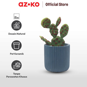 AZKO Arthome 12.7 Cm Tanaman Artifisial Kaktus Dengan Pot - Hijau