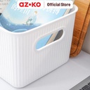 AZKO Stora 28X18X13 Cm Kotak Penyimpanan Dengan Tutup Bambu - Putih