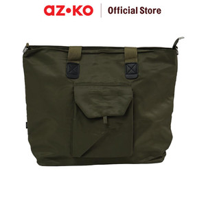 AZKO Ataru Tote Bag Nylon Dengan Kompartemen Depan - Hijau Tas Bahu Stylish Totebag Serbaguna Multifunctional Bag Tas Travel Praktis