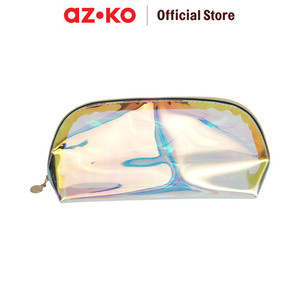 AZKO Ataru Pouch Tpu Oval Hologram Kantong Organizer Serbaguna Tempat Pensil Pulpen Alat Make Up Pouch Kosmetik Lucu