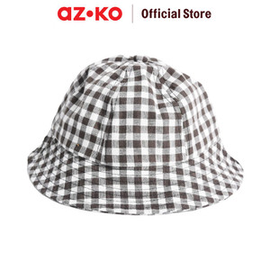 AZKO Ataru Topi Anak Bucket Gingham - Cokelat Tua Aksesoris Kepalakids Bucket Hattopi Anak Anak Lucu