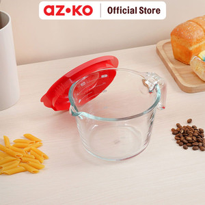 AZKO Culinart 1 ltr Gelas Takar Kaca Dengan Tutup - Merah Measure Glass Food Grade Cup Penakar Perlengkapan Masak Perlengkapan Dapur