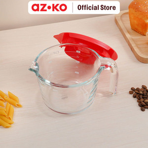 AZKO Culinart 500 ml Gelas Takar Kaca Dengan Tutup - Merah Measure Glass Food Grade Cup Penakar Perlengkapan Masak Perlengkapan Dapur
