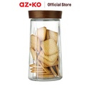AZKO Picas Set 3 Pcs Chio Stoples Kaca Dengan Tutup Kayu Jar Tempat Simpan Snack Dan Permen Setoples Toples Beling Serbaguna Perlengkapan Dapur Wadah Makanan