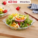 AZKO Culinart Set 3 Pcs Loyang Kaca Pie Serving Plate Wadah Hidangan Food Grade Piring Lauk Serbaguna Peralatan Makan Perlengkapan Dapur